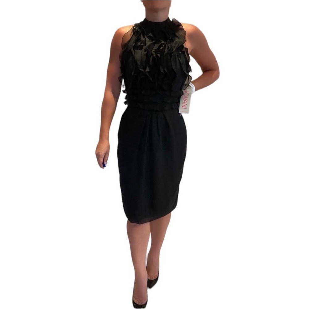 Jovani Midi Cocktail Dress with Ruffles